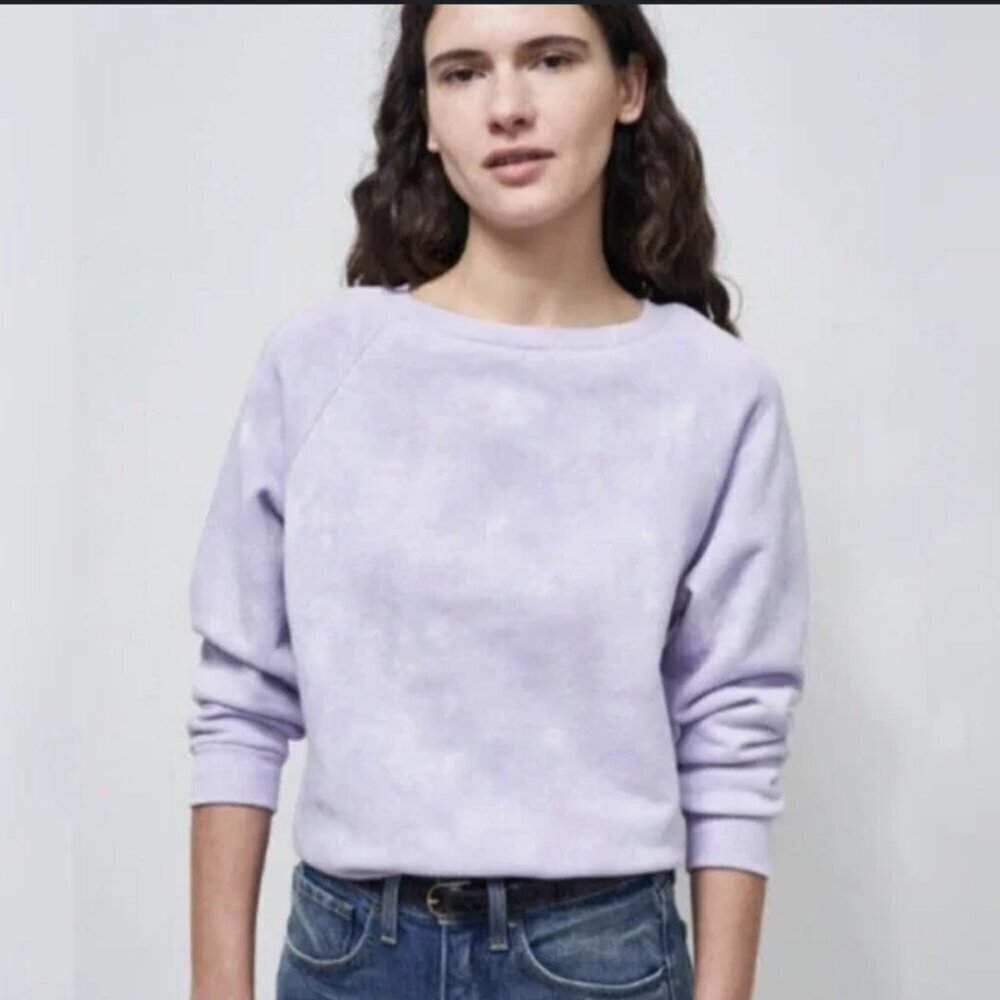 Nili Lotan Tie Dye Sweatshirt Lavender Crewneck Cotton Pullover Size XS